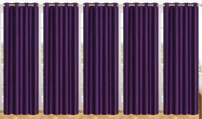 Styletex 270 cm (9 ft) Polyester Semi Transparent Long Door Curtain (Pack Of 5)(Plain, Purple)