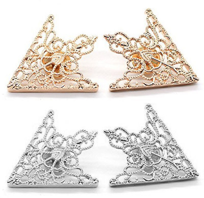 FURE Combo of Grill Triangular Collar Pins Brooch(Silver, Gold)