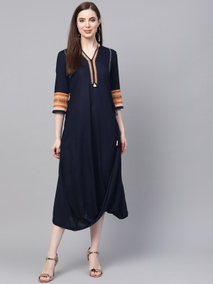 W Women A-line Dark Blue Dress