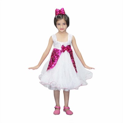 KAKU FANCY DRESSES Ballerina Dance Frock, Ballet Tutu Dress For Girls - Magenta & White - 3-4 Years Kids Costume Wear