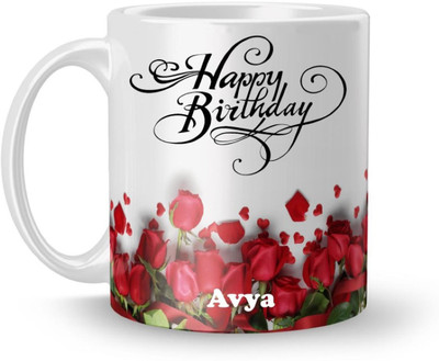 Beautum Happy Birthday Avya Best Gift White Model No:BRRHB002604 Ceramic Coffee Mug(350 ml)