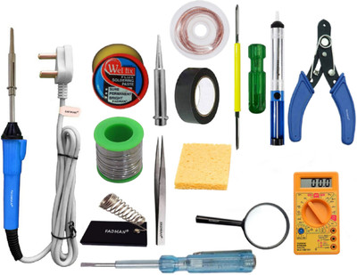 FADMAN Basic Bundle Electric 25W Soldering Iron Kit - Set of 15 25 W Simple(Flat Tip)
