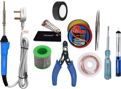 FADMAN Basic Bundle Electric 25W Soldering Iron Kit - Set of 10 25 W Simple(Flat Tip)