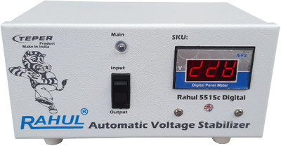 Rahul 5515 c Digital 415 VA 140-280 Volt 1 LCD/LED TV +DVD/DTH/Music System Auto Matic Voltage Stabilizer Auto Matic Stabilizer(White)