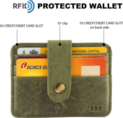 vizodo Genuine Leather Card Holder, Credit Card Visiting Card ATM Card Holder ,minimalist Wallet 6 Card Holder ( Set Of 1, Green ) 6 Card Holder(Set of 1, Green)