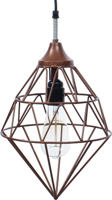 eCraftIndia Edison Filament Copper Finish Diamond Cage Pendant Light Pendant Lamp Ceiling Lamp(Brown)
