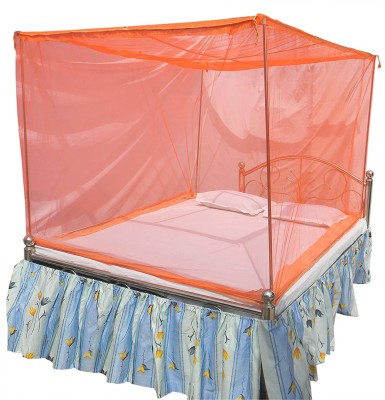 Selftech Polyester Adults Washable Mosquito Net For Queen Size Bed 5 x 7 ft. Orange Mosquito Net(Orange, Frame Hung)