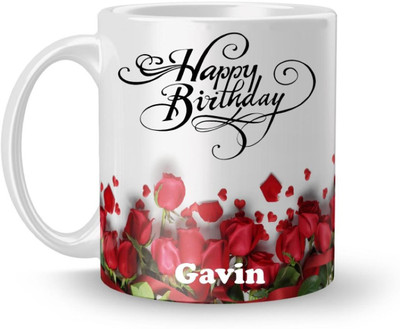 Beautum Happy Birthday Gavin Best Gift White Model No:BRRHB005938 Ceramic Coffee Mug(350 ml)