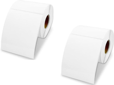 youtech 100MMX100MM (3.94inch X3.94inch) Barcode Label Cromo Paper Label Stickers (White) 1ROLL 500 LABELS set of 2 Roll Self Adhesive Paper Label(White)