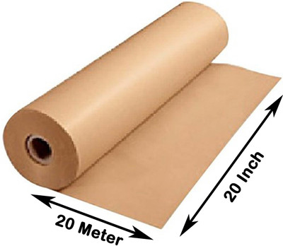 MM WILL CARE GOLDEN CRAFT PAPER Unruled 20 Inch X 20 Meter 150 gsm Paper Roll(Set of 1, Brown)