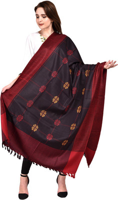 Retailmart Wool Self Design Women Shawl(Black)