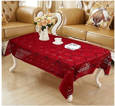 HOME SHINE Self Design 4 Seater Table Cover(Red, Cotton)