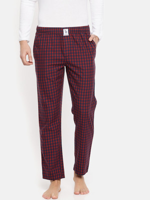 U.S. POLO ASSN. Checkered Men Maroon Track Pants