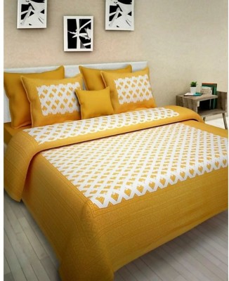 BRIJSHIKHA ENTERPRISES 180 TC Cotton Double Printed Flat Bedsheet(Pack of 1, Yellow)