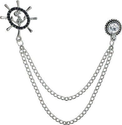 FURE Double Chain Anchor Wheel Brooch(Silver)