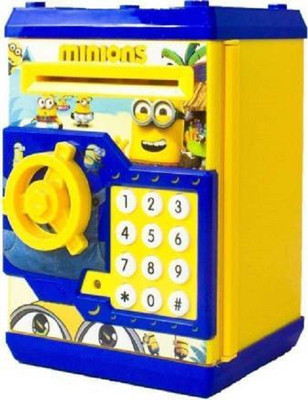 kdsn Minion Battery Operated Cartoon Cash/Coin Safe ATM Coin Bank (Multicolor) Coin Bank(Yellow)