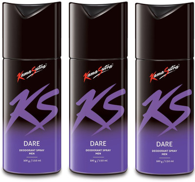 Kamasutra DARE Deo 3pcs 150ml Each D25 Deodorant Spray  -  For Men(450 ml, Pack of 3)