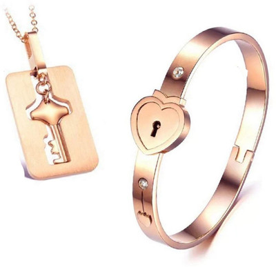 ruby collection Stainless Steel Titanium Rose Gold Jewellery Set(Pack of 1)