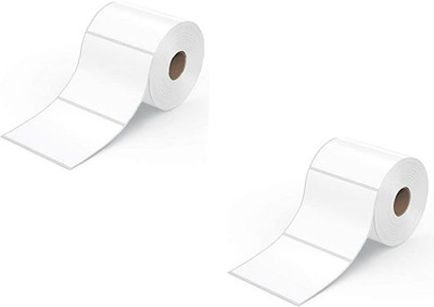youtech 100MMX75MM (3.94inch X2.95inch) Barcode Label Cromo Paper Label Stickers (White) 1ROLL 500 LABELS set of 2 Roll cromo paper Paper Label(White)
