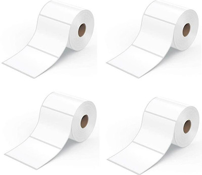 youtech 100MMX75MM (3.94inch X2.95inch) Barcode Label Cromo Paper Label Stickers (White) 1ROLL 500 LABELS set of 4 Roll cromo paper Paper Label(White)