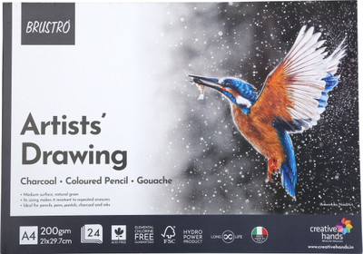 BRuSTRO Artist Drawing Glued Pad, 200 GSM, A4-24 Sheets Sketch Pad(24 Sheets)