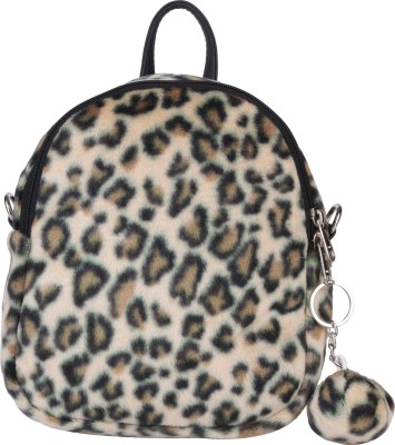 Antin Animal Print with pom pom details on front 2.5 L Backpack(Multicolor)