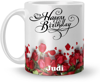 Beautum Happy Birthday Judi Best Gift White Model No:BRRHB008626 Ceramic Coffee Mug(350 ml)