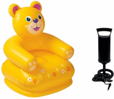 mayank & company Teddy Bear Shape Inflatable Chair with Air Pump for Kids | PVC Animal Sofa for Toddlers | Plastic Air Chair with Pump for Children, Multicolor Inflatable Sofa/ Chair(Yellow)