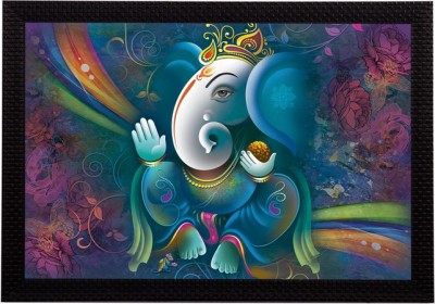 eCraftIndia Lord Ganesha Satin Matt Texture UV Art Ink 10 inch x 14 inch Painting(With Frame)