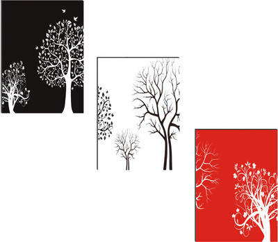 eCraftIndia 6MM MDF Set of 3 Abstract Trees Satin Matt Texture UV Art Ink 12 inch x 27 inch Painting(Without Frame, Pack of 3)