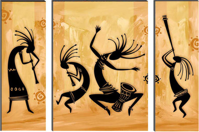 eCraftIndia 6MM MDF Set of 3 Abstract Dancers Satin Matt Texture UV Art Ink 12 inch x 18 inch Painting(Without Frame, Pack of 3)