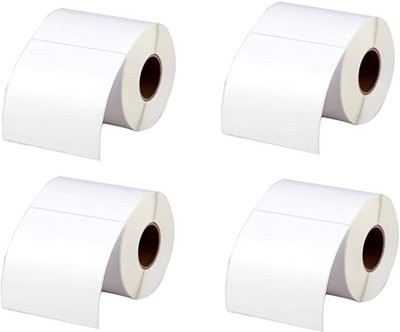 youlogic 100MMX100MM (3.94inch X3.94inch) Barcode Label Cromo Paper Label Stickers (White) 1ROLL 500 LABELS set of 4 Roll Cromo Paper Label(White)
