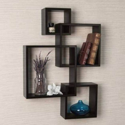 Eco Handicrafts Wooden wall shelf | wall shelves | Rack shelf ( Number of shelves 4 BLACK ) Wooden Wall Shelf(Number of Shelves - 4, Black)