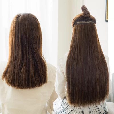 Views Beautiful Looks Stylish Dark Brown Straight 5 Clip In Hair Extension