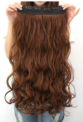 Blushia Beautiful Looks Prwmium Quality Brown Wavy 5 Clip In Hair Extension