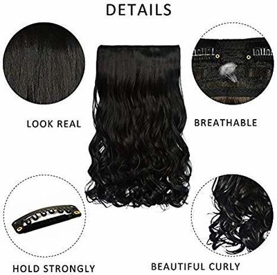 VIVIAN Beautiful Black Wavy 5 Clip In Hair Extension