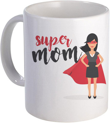 COLOR YARD best happy mother's day design with super mom background on Ceramic Coffee Mug(320 ml)
