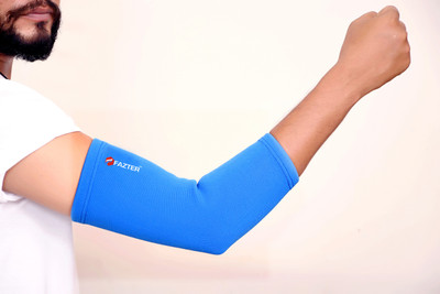 FAZTER Premium Unisex Compression Elbow Sleeves For Tendonitis | With 4D Stretch (1 Pair) Elbow Support(Blue)