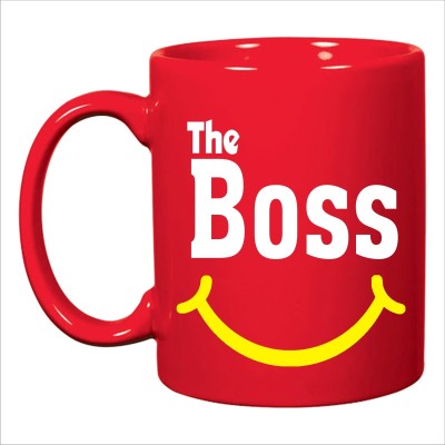 ADITI Designs THE Boss Symbol Gift For Special One on solid red Ceramic Coffee Mug(350 ml)