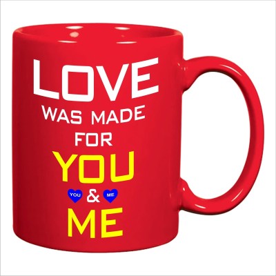 ADITI Designs LOVE Was MADE For YOU&Me designs on solid red Ceramic Coffee Mug(350 ml)