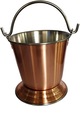 Marwall Copper Stainless Steel Round Dinnerware Serving Bucket for Gravy 750ml Handi 0.75 L(Copper)