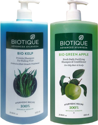 BIOTIQUE Kelp + Green Apple Shampoo 650 ml each(1300 ml)