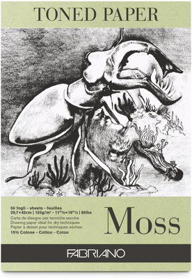Fabriano Toned Paper Pad Moss, Size - A3 , 120 gsm ( Contains- 50 sheets ) Sketch Pad(50 Sheets)