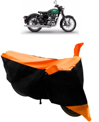 ABORDABLE Waterproof Two Wheeler Cover for Royal Enfield(Twin, Orange, Black)