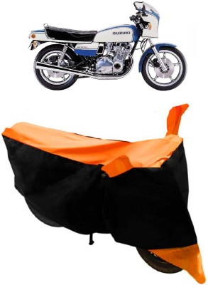 ABORDABLE Two Wheeler Cover for Suzuki(GS, Orange, Black)