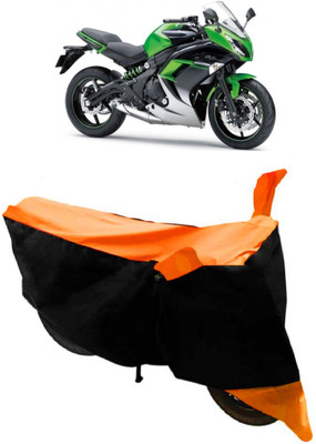 ABORDABLE Waterproof Two Wheeler Cover for Kawasaki(Z250, Orange, Black)