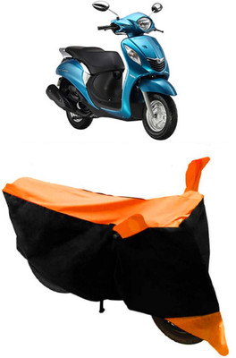HEMSKAR Two Wheeler Cover for Yamaha(Fascino, Orange, Black)