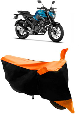 ABORDABLE Two Wheeler Cover for Yamaha(FZ, Orange, Black)