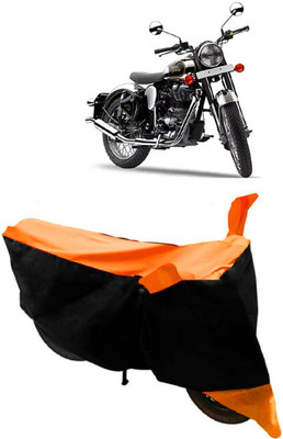 ABORDABLE Waterproof Two Wheeler Cover for Royal Enfield(Classic Chrome, Orange, Black)