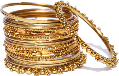 Divastri Alloy Gold-plated Bangle Set(Pack of 10)
